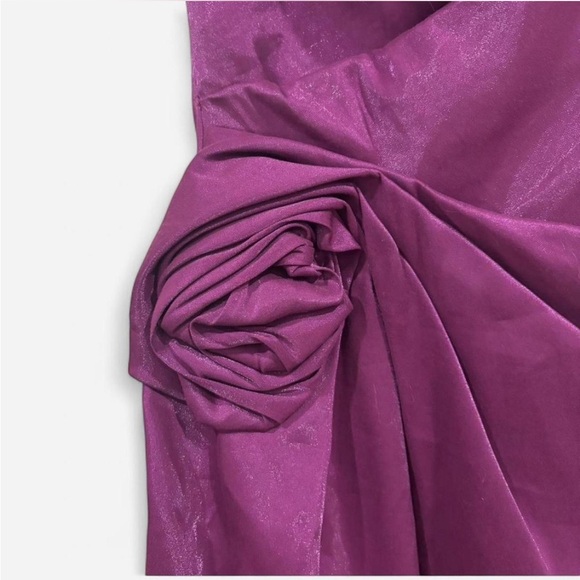 JS Collections Purple Ruched Strapless Sheath Dress - Picture 3 of 12